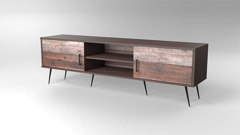 Elegant TV-Stand, Modern Design,Dark Wood, Swing Doors